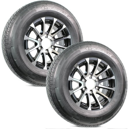 eCustomrim 2-Pk Radial Trailer Tire Rim ST225/75R15 Load D 6 Lug Aluminum T07 Black Wheel