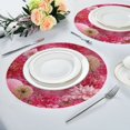 thumbnail image 4 of 15.4" Round Placemat Set of 4 Polyester Fabric Place Mats Non-Slip Dining Kitchen Table Mats for Kitchen Party Decor Red Chrysanthemum and Dandelion, 4 of 5