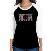 LA Pop Art Women's Raglan Baseball Word Art T-shirt - Tokyo Sun