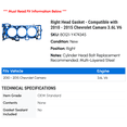 thumbnail image 2 of Right Head Gasket - Compatible with 2010 - 2015 Chevy Camaro 3.6L V6 2011 2012 2013 2014, 2 of 2