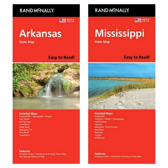 Rand McNally State Maps: Arkansas and Mississippi (2 Maps)