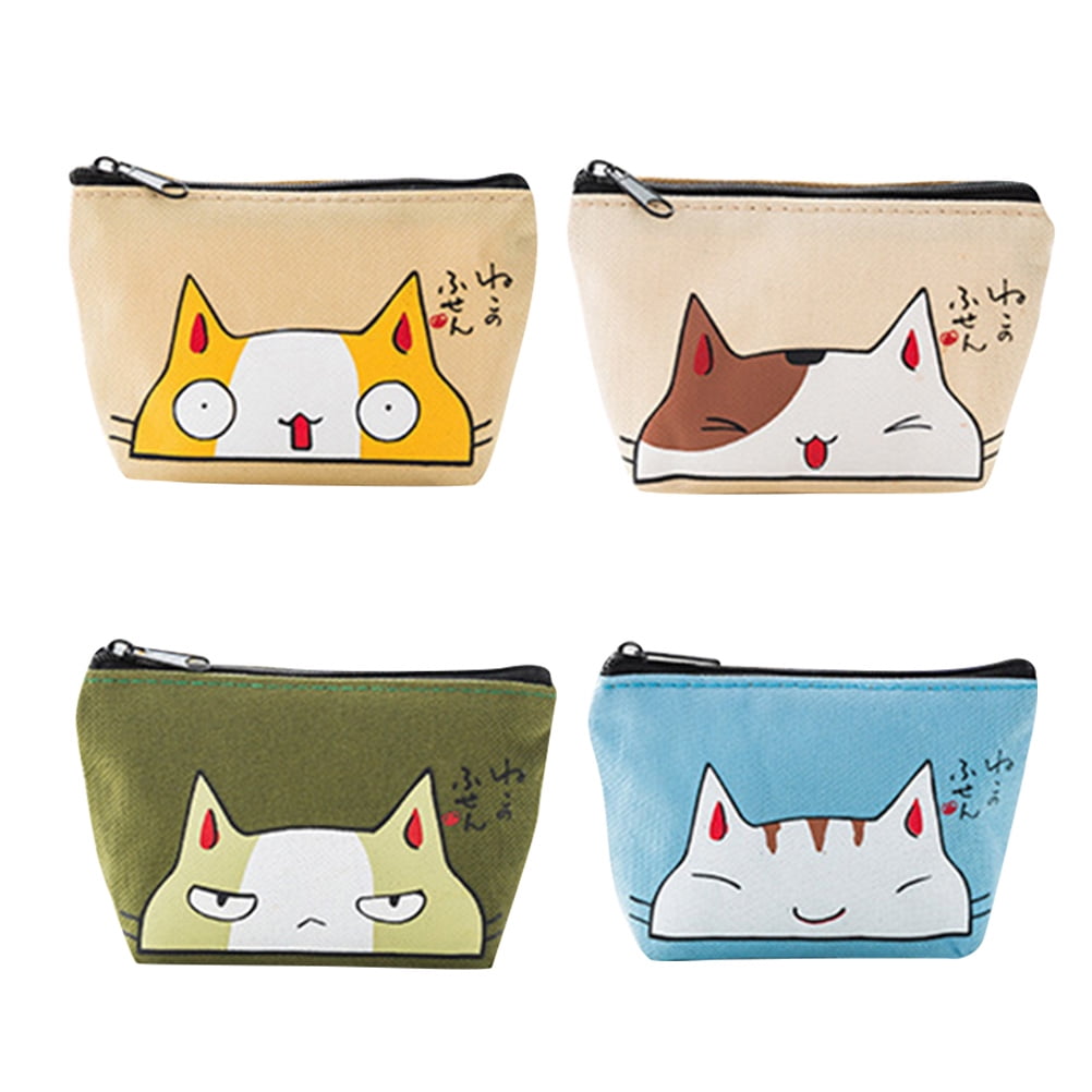 The Cat Teeth Zipper Canvas Coin Purse Wallet Make Up Bag Cellphone Bag With Handle