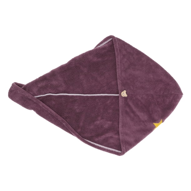 1 Pc Toalla de Pelo Suave de Dibujos Animados para Mujeres para Baño Vacaciones Viaje Violeta Terciopelo Coral
