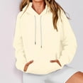 thumbnail image 3 of cocolona Womens Solid Hoodies Long Sleeve Drawstring Oversized Hooded Sweatshirts Fall Winter Fashion Casual Pullover Tops with Pocket, 3 of 7