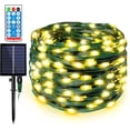 thumbnail image 1 of Morttic Solar Fairy Lights Outdoor ,Waterproof 33ft 100 LED Solar String Lights 8 Modes Dark Green Leather Wire Lights for Tree Garden Patio Wedding Party Yard Christmas Decor Warm White, 1 of 9