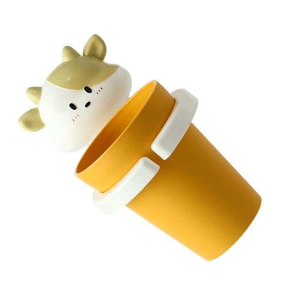 Wall Mounted Toothbrush Holder Cow Design Tooth Cup Rack with , No Punching Toothpaste Storage Cup, Yellow