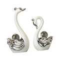 thumbnail image 5 of FashionCha 2 Pieces Swan Sculpture Ceramic Figurine Artwork Decorative Crafts Animal Statue White, 5 of 9