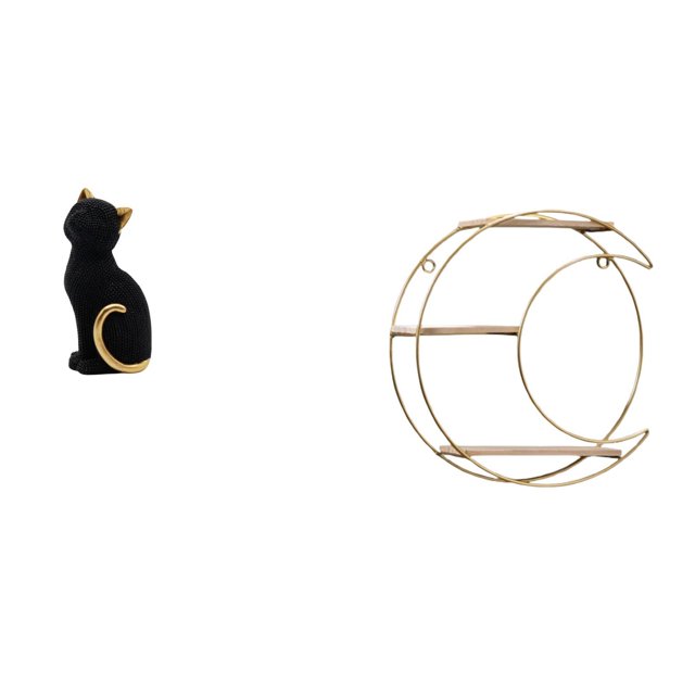 Figura de escritorio,Estatua de gato,linda estantería,escritorio,decoración del hogar,Estante de almacenamiento de pared,Estantería colgante de pared de metal de 3 niveles para decoración