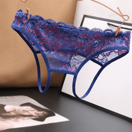 Fulorrnie Underwear for Women Comfort Open Crotch Breathable G String Panty Thong Ventilated Panties Blue One Size