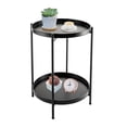 thumbnail image 6 of 2-Tier Folding End Table Metal Round Side Table with Removable Tray for Living Room(15.2”Dx20”H),Small Folding Accent Table, 6 of 7