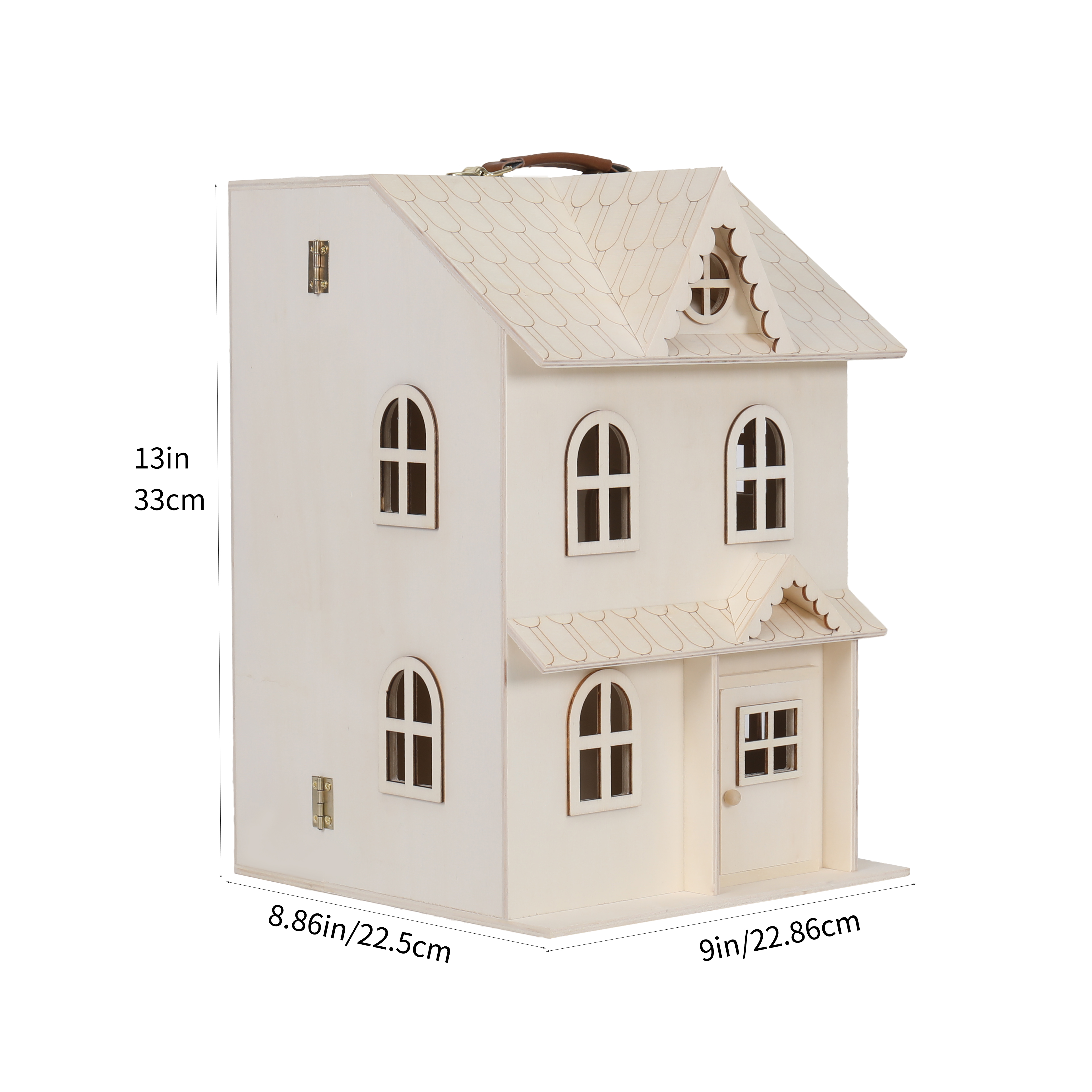 Make Market Dollhouse - Unfinished Two-Story Hinged Wood Craft Kit - Natural - 9" x 13" - 1-Pack