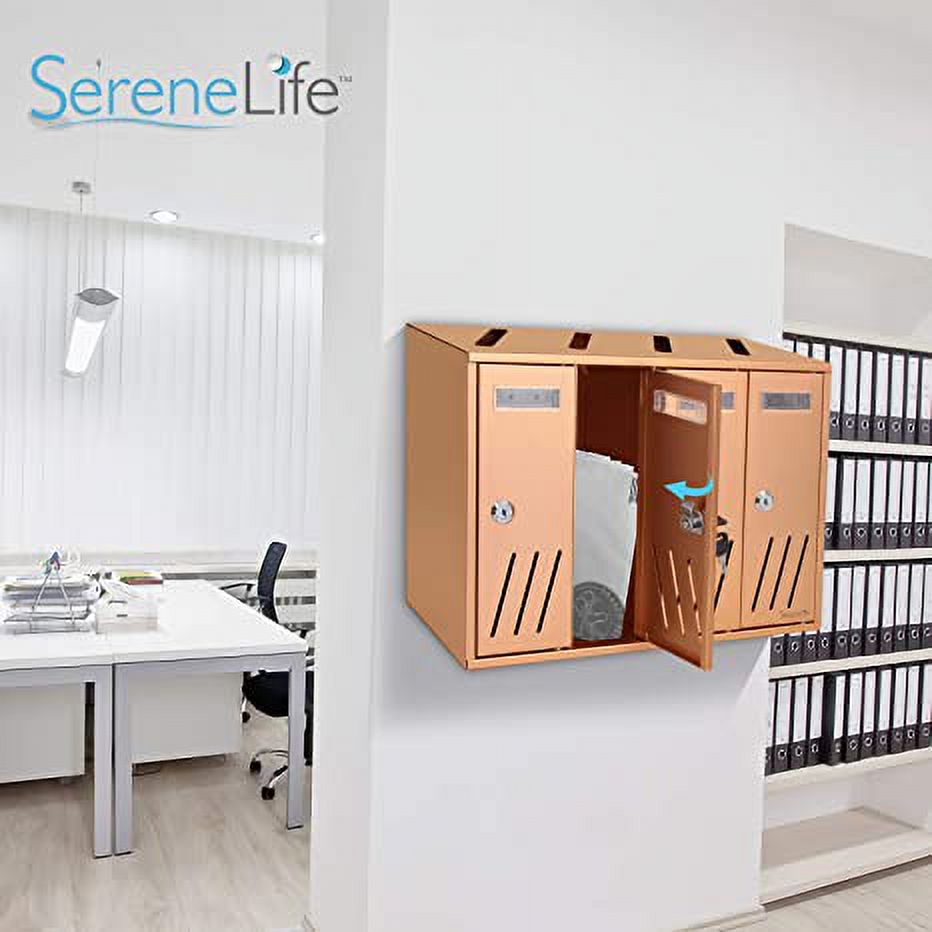 Serenelife Modern Wall Mount 4 Compartment Outdoor Universal Vertical Mounted Mailbox (Bronze)