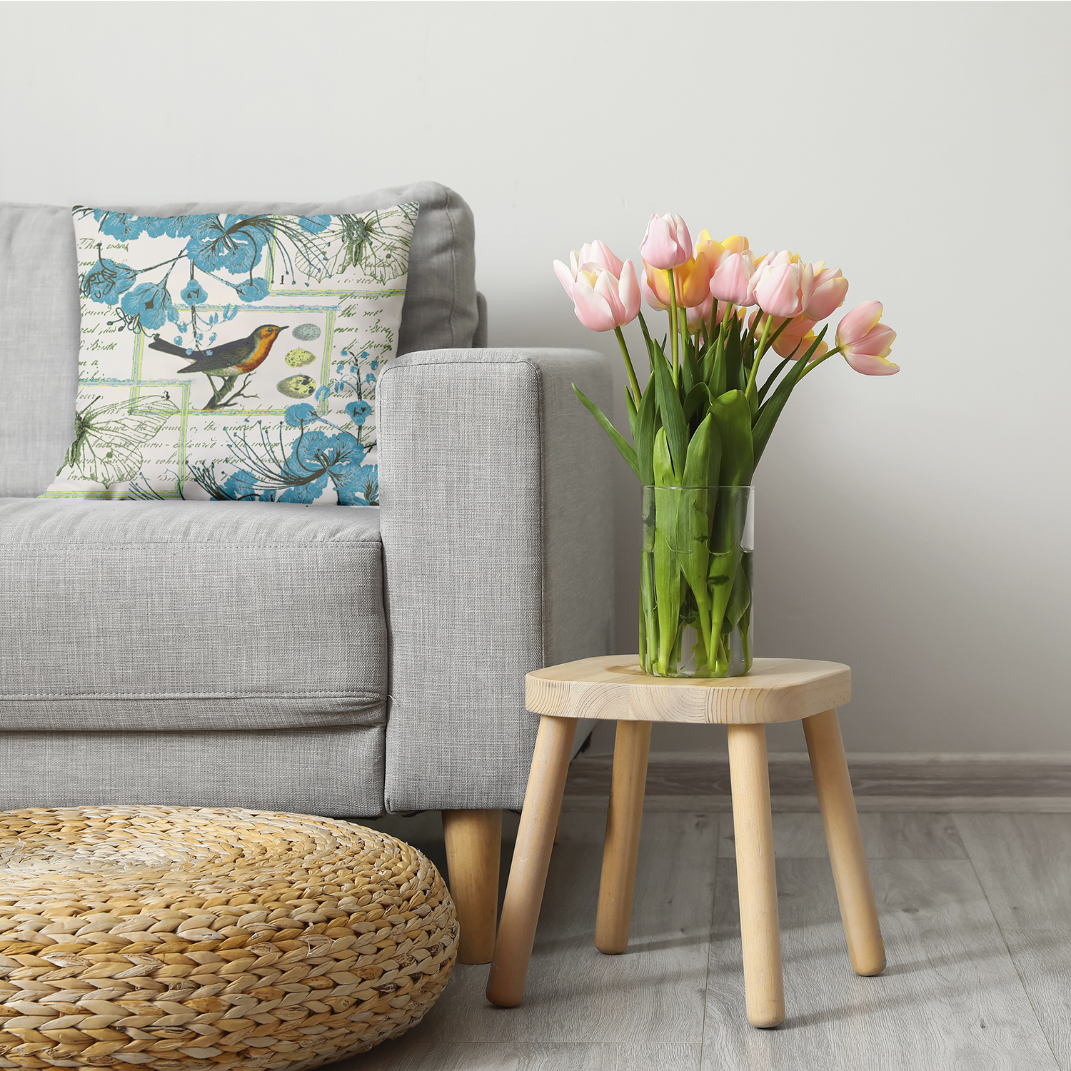 Simply Daisy 20 in x 20 in Blue Polyester Throw Pillow