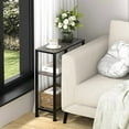 thumbnail image 2 of Narrow Side Table for Small Space, 2-Tier Small End Table with Shelf Holder, Slim Nightstand, Skinny Snack Couch Table in Living Room, Bedroom, Study, Kitchen and Balcony (Grey), 2 of 6