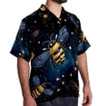 thumbnail image 2 of Starry Bees in the Sky Men's Casual Printed Button Down Short Sleeve Summer Beach Shirt, Unisex, 2 of 6