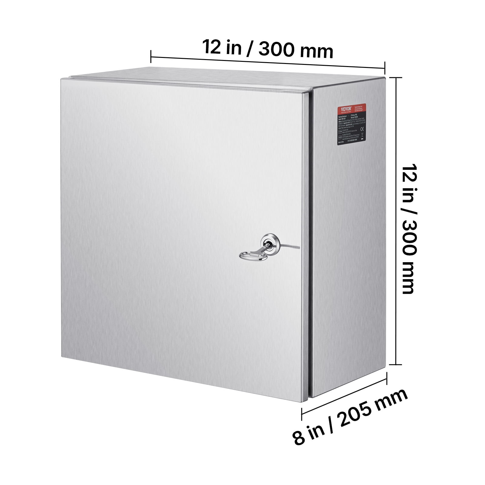 VEVOR NEMA Stainless Steel Enclosure, 12 x 12 x 8 in, NEMA 4X Steel Electrical Box, IP66 Waterproof & Dustproof, Outdoor/Indoor Electrical Junction Box, with Mounting Plate