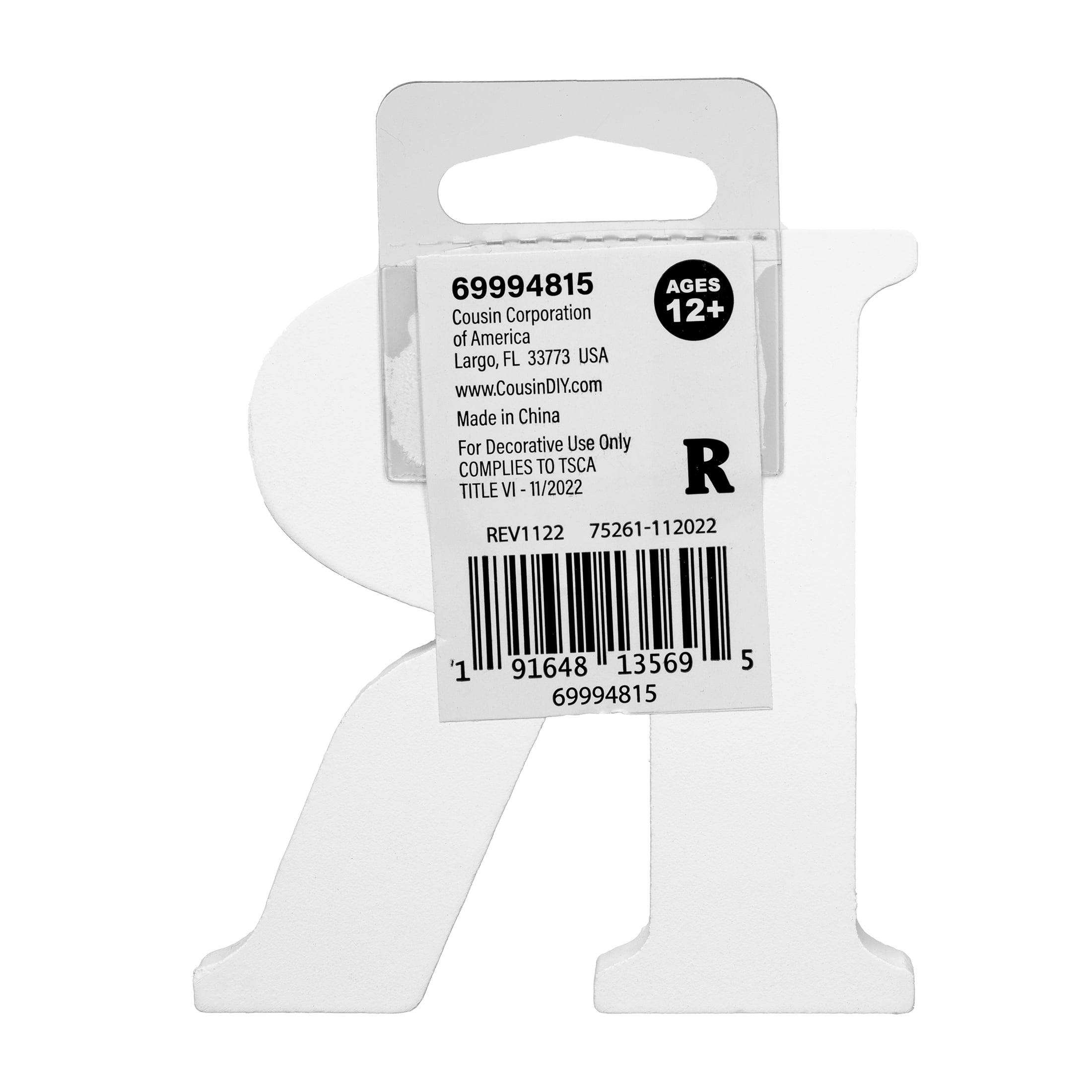 (6 pack) Cousin DIY 3" White Wood Letter R