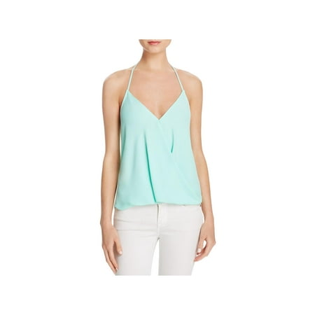 - Olivaceous Womens Crepe Surplice Neck Crop Top