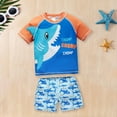 thumbnail image 5 of Toimothcn Boys Swimsuits Short Sleeve Cute Cartoon Shark Printed 2 Peice Bathing Suit Quickly Dry Soft Swimwear 5-6 Years, 5 of 8