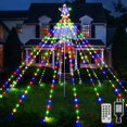 thumbnail image 2 of Ollny Árbol de Luces de Navidad 340LED con Estrella Superior, IP67 Luces de Cascada con Control Remoto a Prueba de Agua con Poste, 8 Modos 3 Temporizadores Decoraciones navideñas Regulables Patio al A, 2 of 4