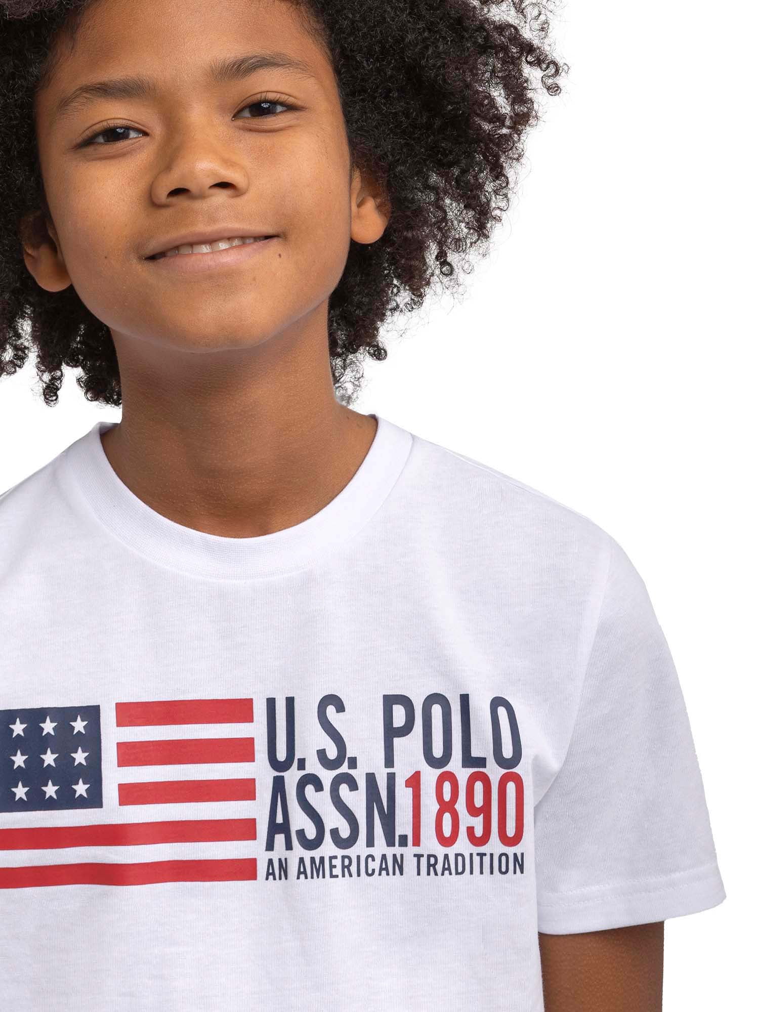 U.S. Polo Assn. Boys American Flag Short Sleeve Graphic T-Shirt, Sizes 4-18