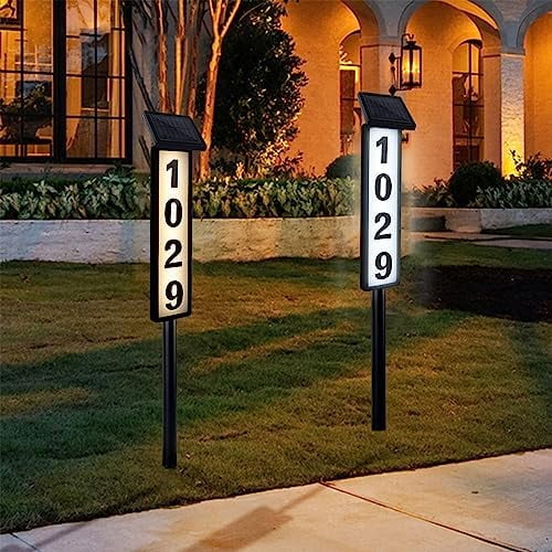 Solar Address Sign,Solar House Numbers for Outside, Lighted Address Plaque Outdoor Waterproof, Illuminated LED Address Numbers for Yard Home Gate MailBox$$Tools & Hardware Other
