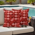 thumbnail image 4 of Red Fish Scale Outdoor Waterproof Pillow Covers, Modern Geometric Ombre Abstract Moroccan Decorative Square Throw Pillowcase Sofa Cushion Sham for Patio/Couch/Chair, 24"x24" 2 Pack, 4 of 8