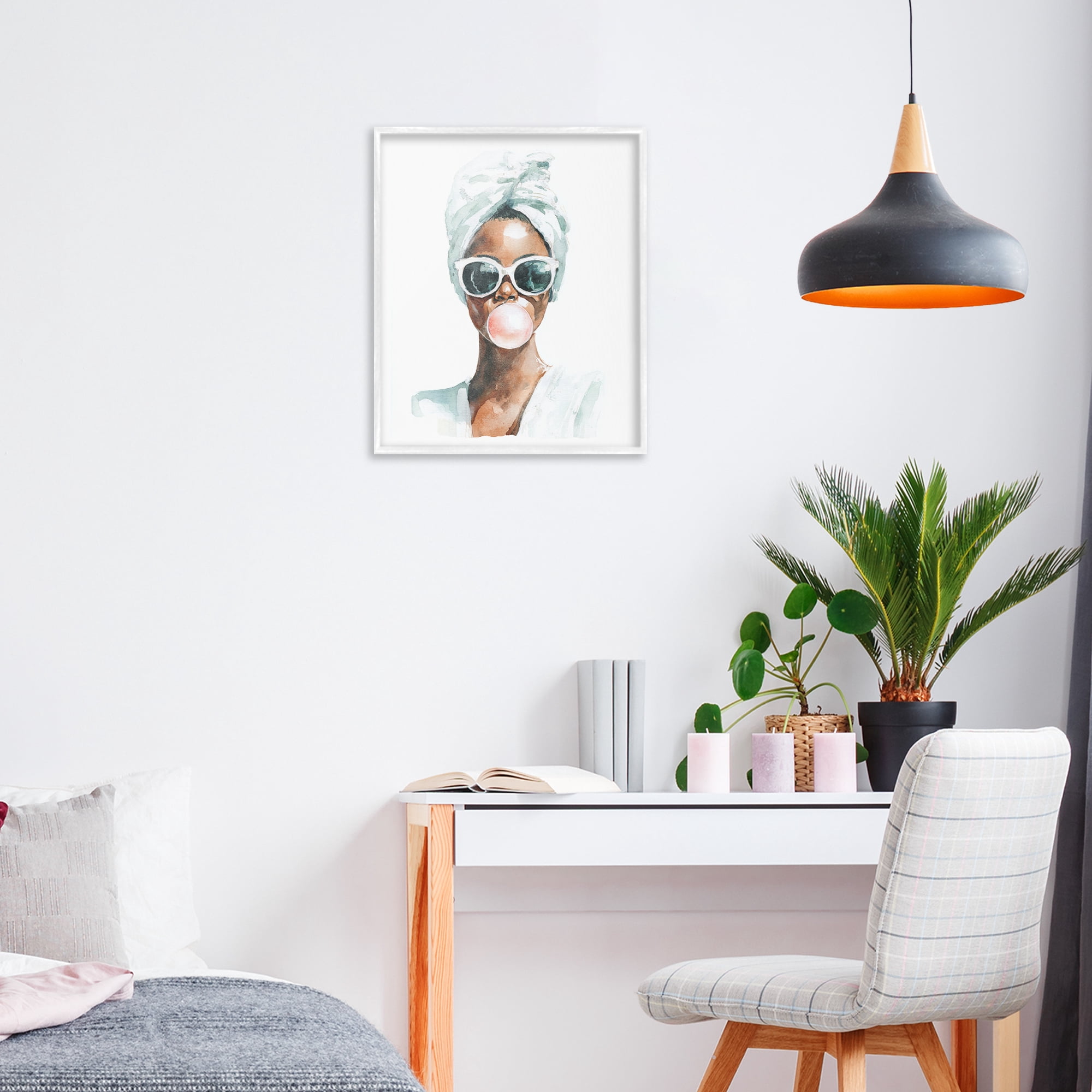 Stupell Industries Bubble Reverie Female White Framed Giclee Art, design by Svetlana Aleynikova