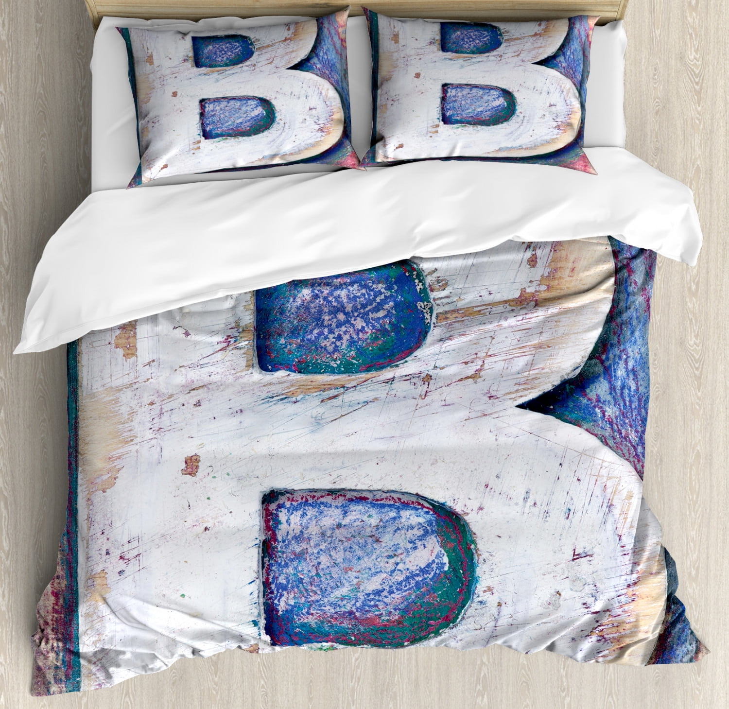 Letter B Duvet Cover Set Queen Size, Ancient Printing Design With ...