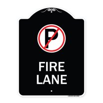 SignMission Designer Series Sign - Fire Lane (No Parking Symbol) | Black & White 18" x 24" Heavy-Gauge Aluminum Architectural Sign | Protect Your Business & Municipality | Made in the