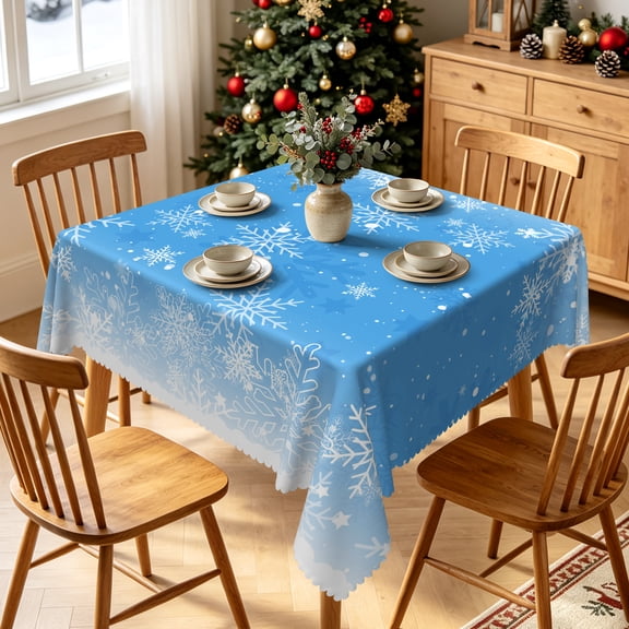 Tchckioa Winter Snowflakes Square Tablecloth,Waterproof Table Cloth for Kitchen,52x52 Inch