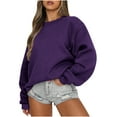 thumbnail image 2 of Fall Sweatshirts For Women Halloween Women's Crew Neck Sweatshirt Oversized Long Sleeve Pullover Tops Casual Fall Clothes Fashion Solid Color Plain Shirts Crewneck Sweatshirts With Pockets, 2 of 6