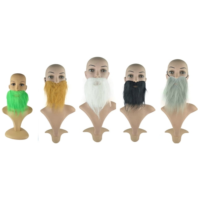 5 piezas de barbas postizas, bigotes, barbas de Halloween para adultos y niños