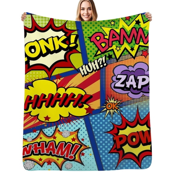 Colorful Comic Book Panels Flannel Blanket Warm Soft Bedding Throws Winter Camping Chair Sofa Bed