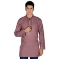 thumbnail image 2 of Cotton Men's Embroidered Short Kurta Shirt India Clothes (Maroon, 3XL), 2 of 4
