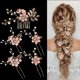 thumbnail image 5 of 5 piezas de horquillas para el pelo de novia con flores, peineta de perlas de cristal, tocado, accesorios para el cabello de boda dorados, diamantes de imitación, compañero de novia, 5 of 5