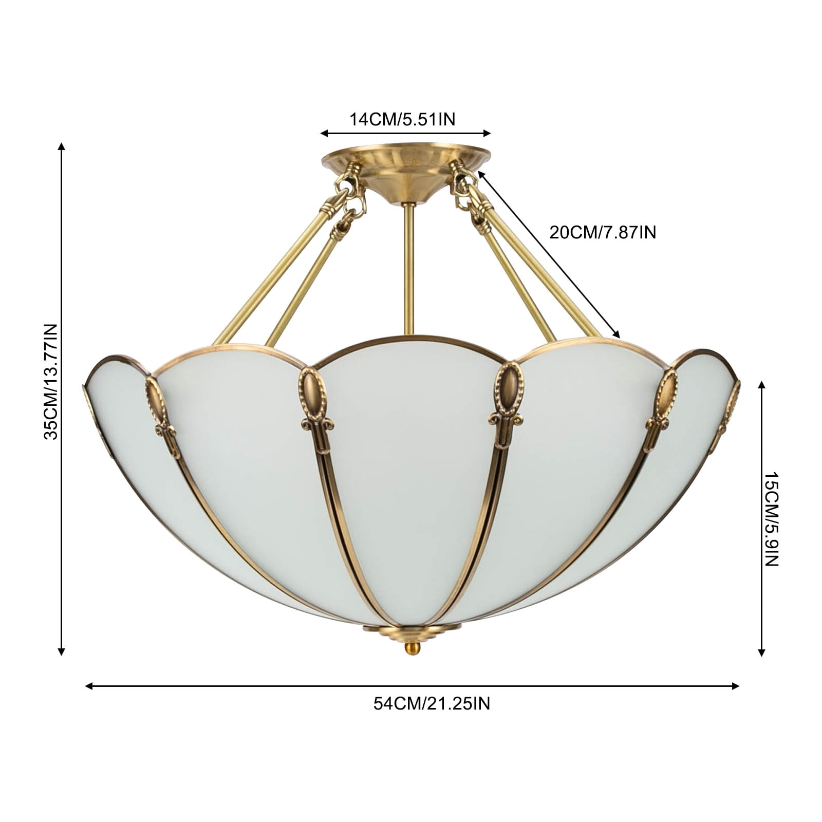Ceiling Light, Glass Ceiling Light, Vintage Ceiling Light for Bedrooms, Living Rooms, Dining Rooms, Study Rooms (Not Included Bulb)