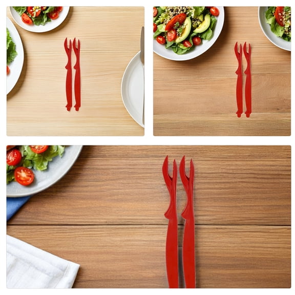 LOLIPPYY 8-Piece Red Crab Fork Set, Plastic Seafood Tools for Crab Shell Cracking and Meat Picking, Multifunctional Kitchen Utensils