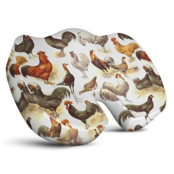 Premium Chickens Pattern Memory Foam Seat Cushion Ergonomic Chair Pad for Office Chair, Car, Airplane & Bleachers Sciatica, Tailbone Hip & Back Pain Relief - Chair Cushion for Long Office Workers.