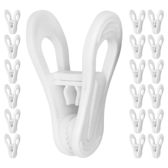 30 Pcs White Plastic Clothespins WindProof Hanger Clips for Hanging Clothes and Quilts