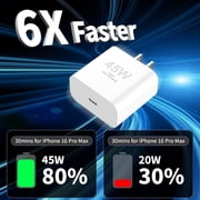 i Phone 17 16 Pro Max Charger Fast Charging, 45W USB C i Phone 16 Super Fast Charger Block with 10ft Long Type C Charging Cord Compatible with iPhone 17/16/15 Pro Max/Plus/S25
