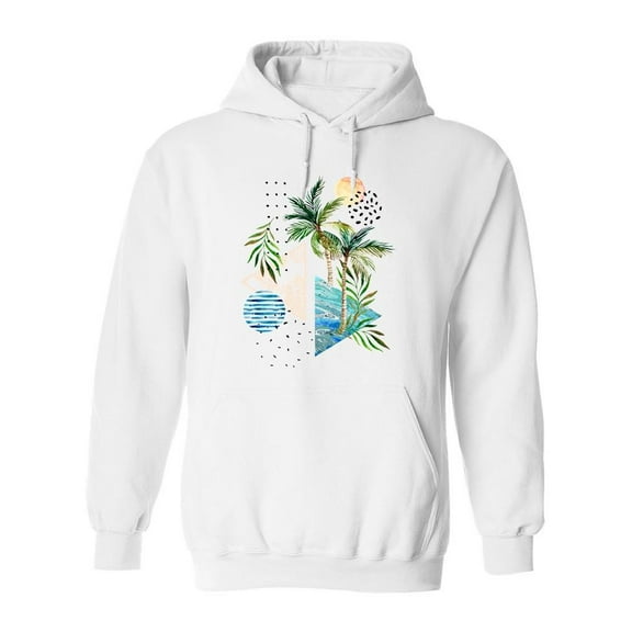 Abstract Watercolor Palm Trees Hoodie Men -Image by Shutterstock, Male XX-Large