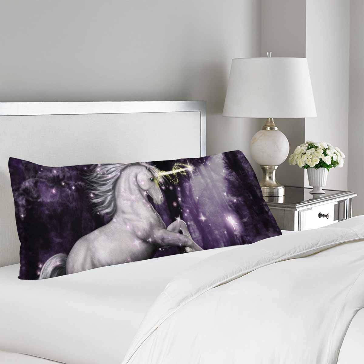 GCKG Magic Dancing Unicorn Body Pillow Covers Pillowcase 20x60 inches, Unicorn at Night
