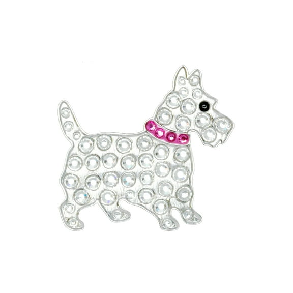 Navika Swarovski Crystal Golf Ball Marker & Hat Clip - Scottie Dog - Pink