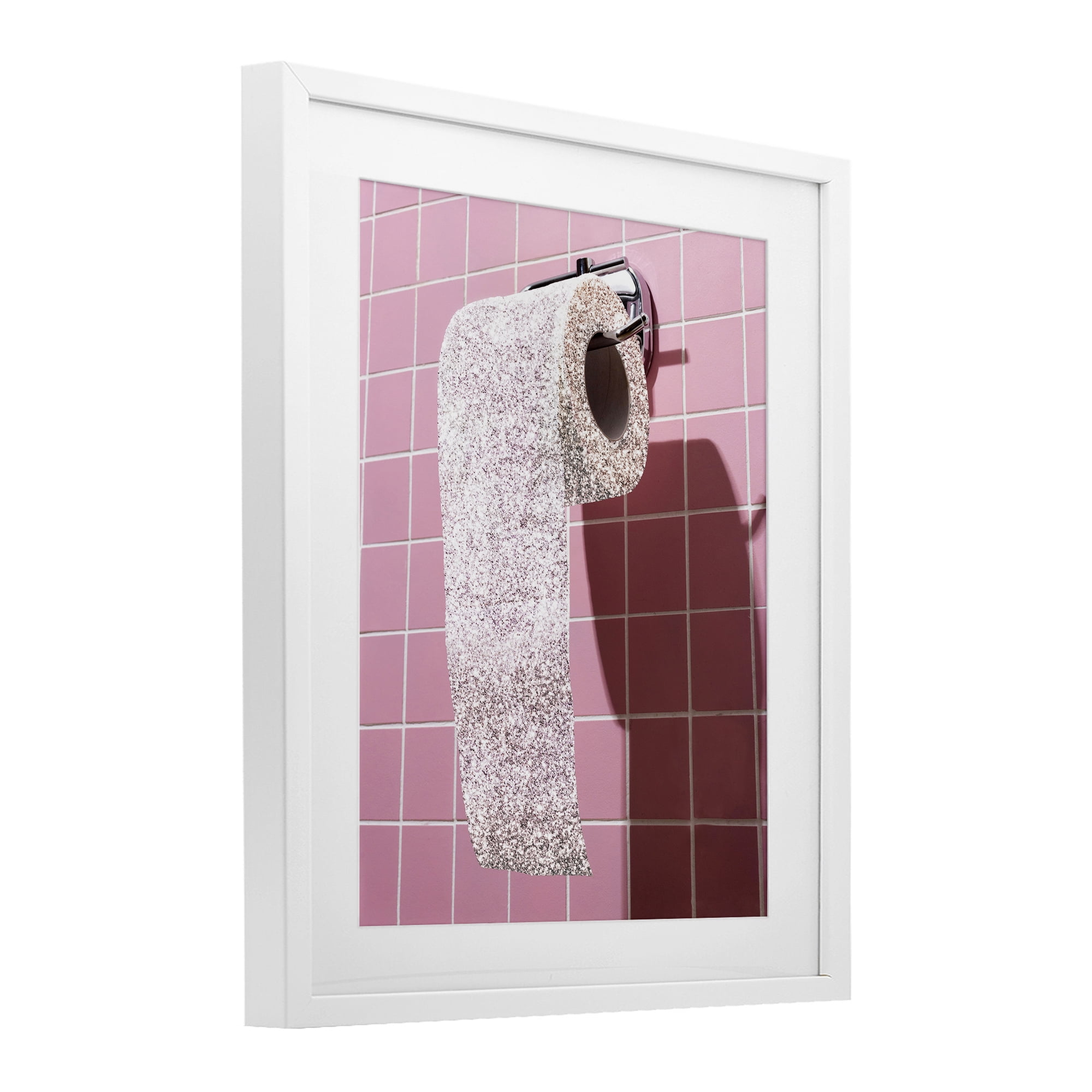 Stupell Industries Glitter Pink Toilet Paper White Framed Print Under Glass, design by CAD Designs