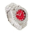 thumbnail image 6 of Mens Silver Big Rocks Bezel Bloody-Red Dial with Roman Numerals Fully Iced Out Watch w/Cuban Chain Bracelet & Ring Size 11- Bloody Red/Silver- ST10327CRS (11), 6 of 6