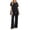 Black01, variant on Womens Solid Two Piece Co Ord Set Flutter Short Sleeve Tunic Top Wide Leg Long Pants Dual Side Pockets Soft Knit Loose Fit Casual Loungewear Outfit