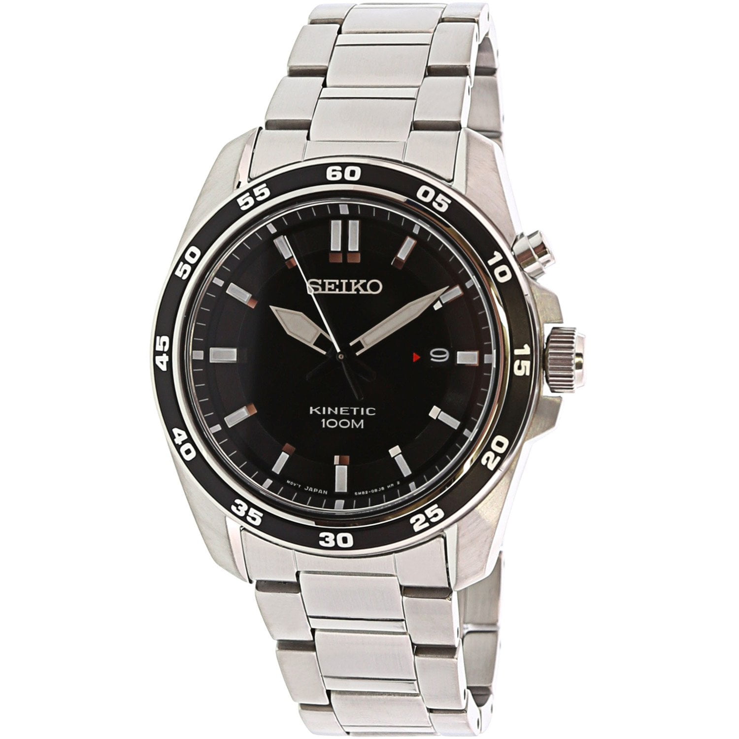 Seiko - Seiko Men's Kinetic Black Dial SKA785 Silver Stainless-Steel ...