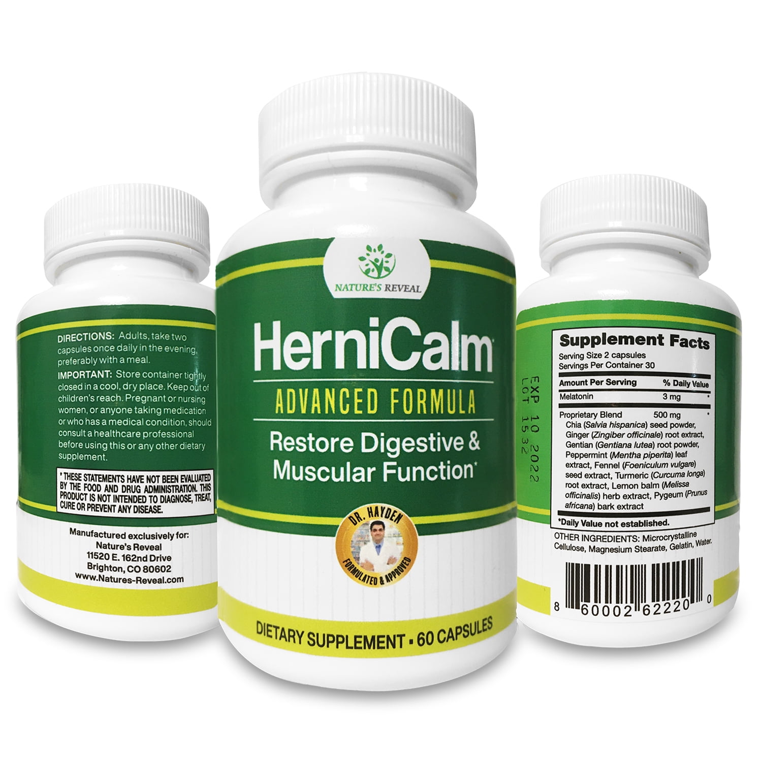 HerniCalm Dietary Supplement, Can Use with Hernia Support, Aid