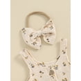 thumbnail image 6 of FEORJGP Toddler Baby Girl Summer Set Infant 0-2Y Round Neck Vest Sleeveless Camisole Floral Print Tank Tops + Elastic Waist Frill Trim Shorts + Headband Newborn 3 Piece Cute Casual Outfits, 6 of 9